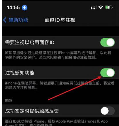 勐腊苹果14维修网点分享iPhone14注视感知功能有什么用 